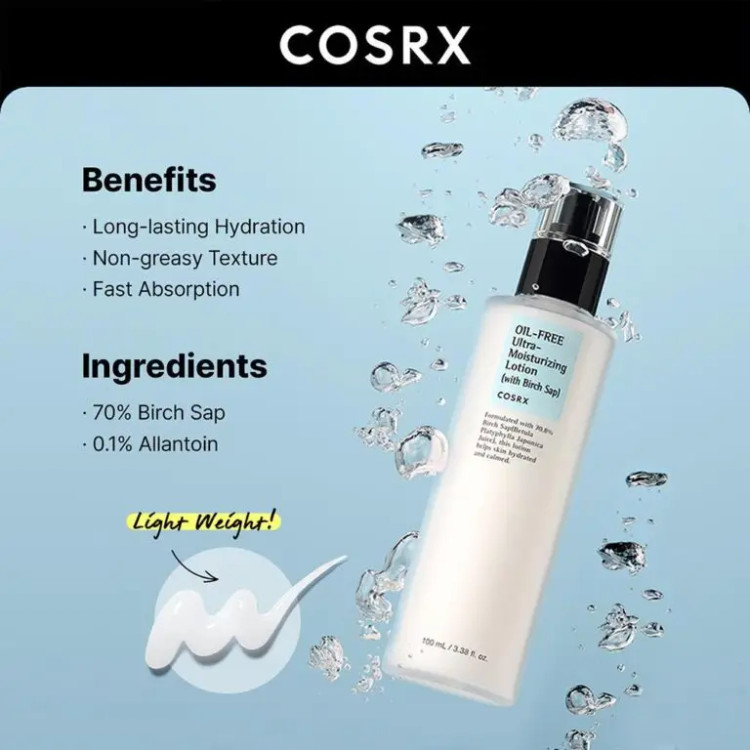 لوشن مرطوبکننده COSRX با ۷۰٪ شیره درخت توس